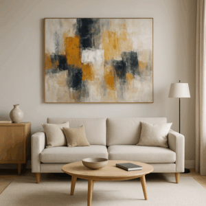 Tableau peinture sur toile dans salon moderne